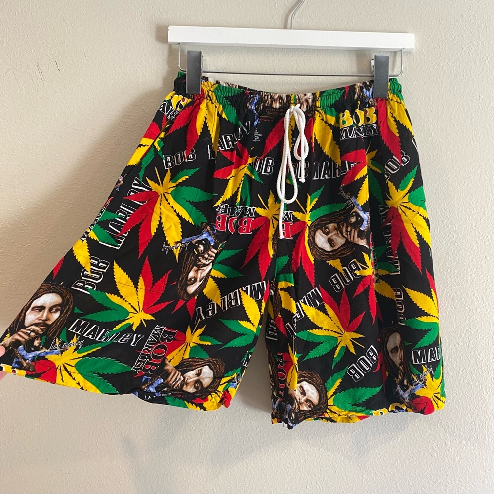 Vintage Bob Marley All Over Print Shorts Rasta Reggae Jamaicain Rayon Unisex